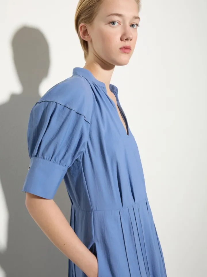 Fluid nylon fit-and-flare dress - avio