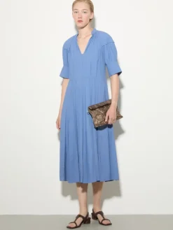 Fluid nylon fit-and-flare dress - avio