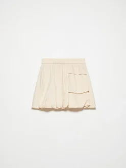 Fluid nylon mini bubble skirt - milk