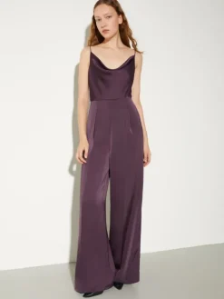 Fluid satin jumpsuit - aubergine