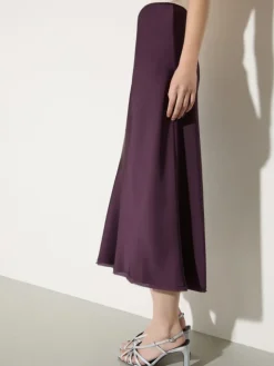 Fluid satin midi skirt - aubergine