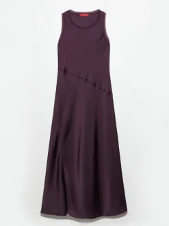 Fluid satin shift dress - aubergine