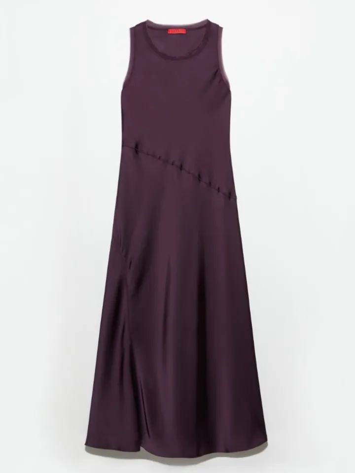 Fluid satin shift dress - aubergine