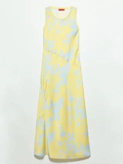 Fluid satin shift dress - lemon
