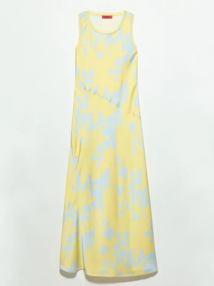 Fluid satin shift dress - lemon