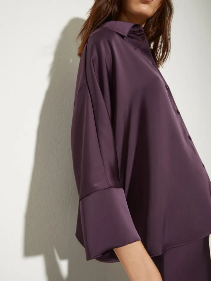 Fluid satin shirt - aubergine