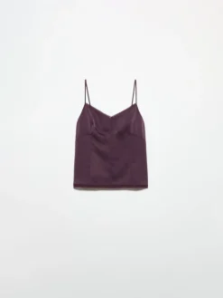 Fluid satin top - aubergine
