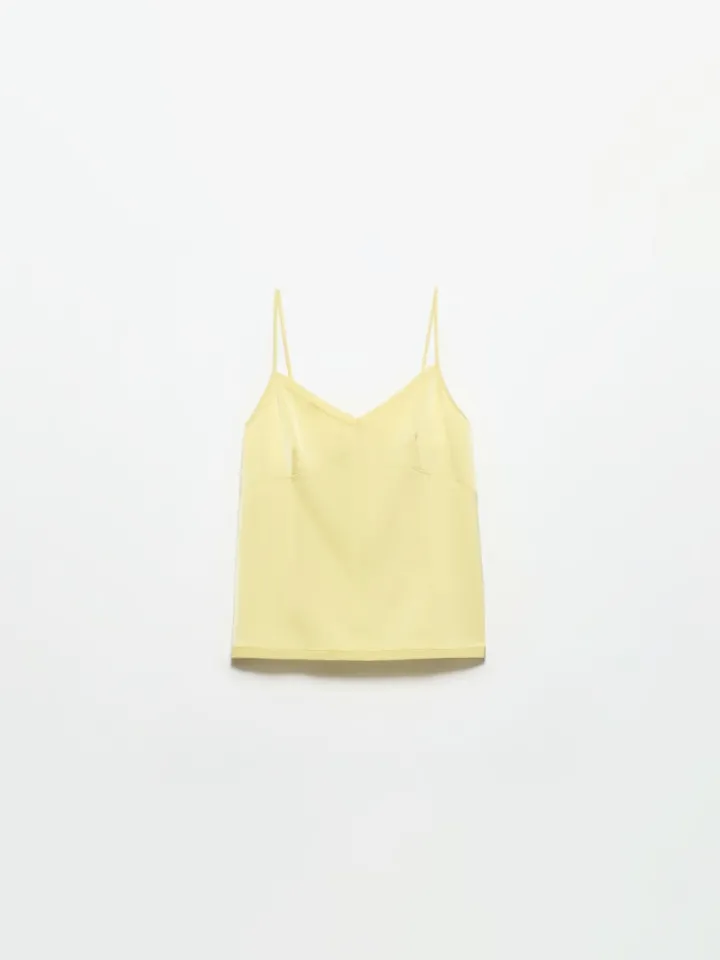 Fluid satin top - lemon