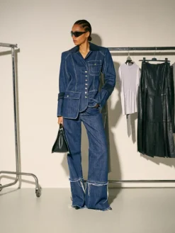 Frayed jeans Sami Miró &Co.llaboration - midnightblue