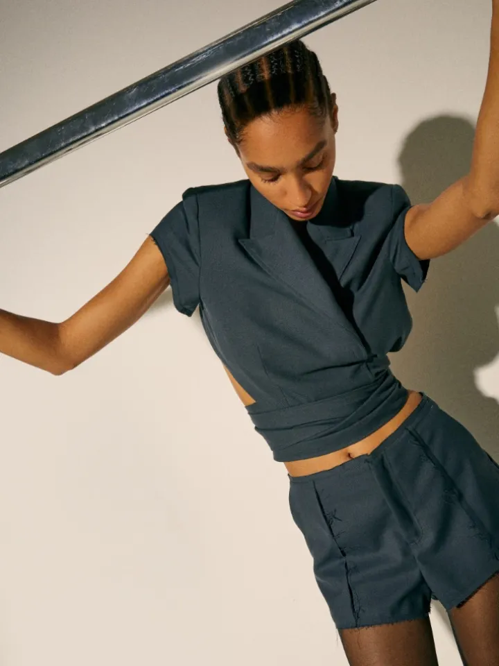 Gabardine blazer top Sami Miró &Co.llaboration - dark grey