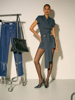 Gabardine blazer top Sami Miró &Co.llaboration - dark grey