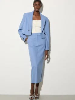 Gabardine column skirt - avio