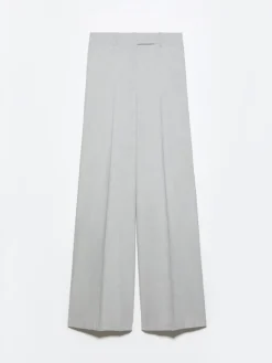 Gabardine straight trousers - melange grey
