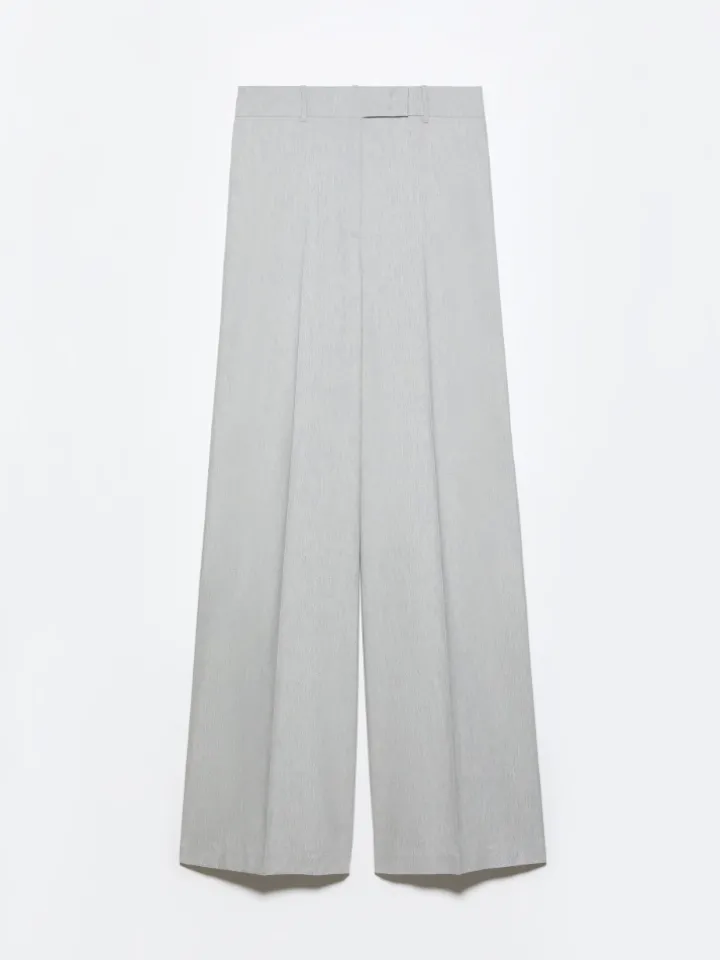 Gabardine straight trousers - melange grey