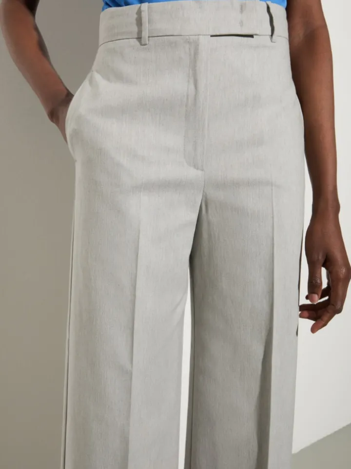 Gabardine straight trousers - melange grey
