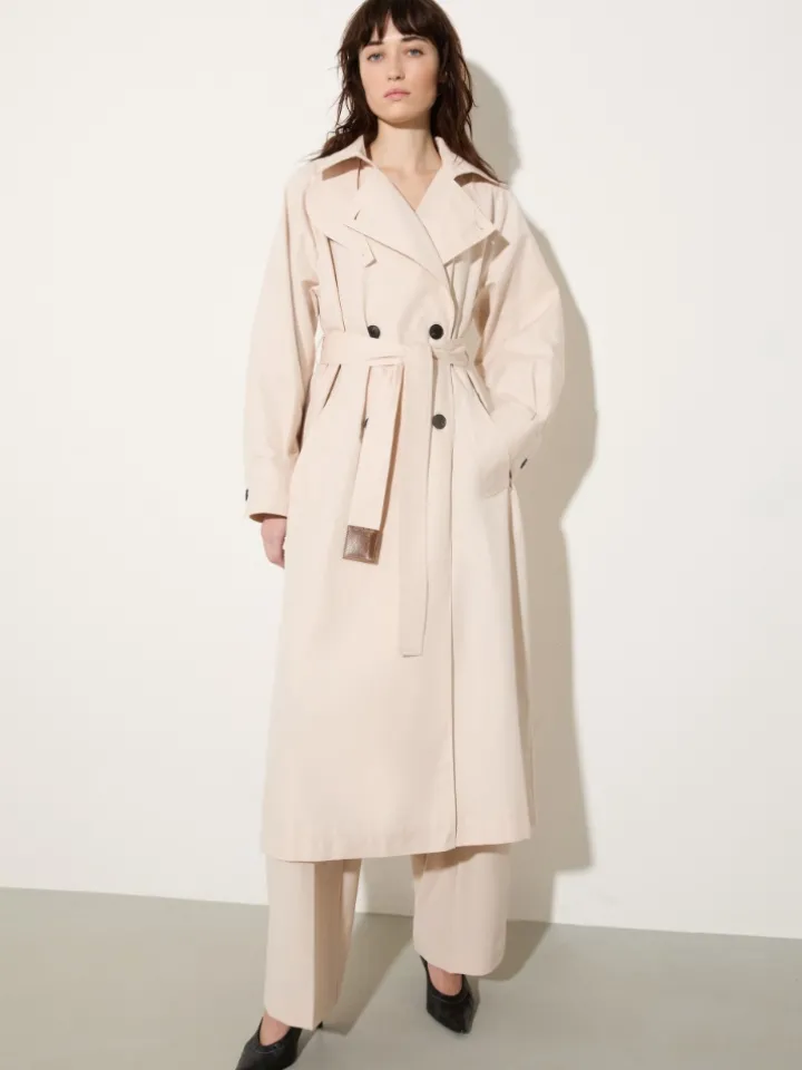 Gabardine trench coat - mother-of-pearl