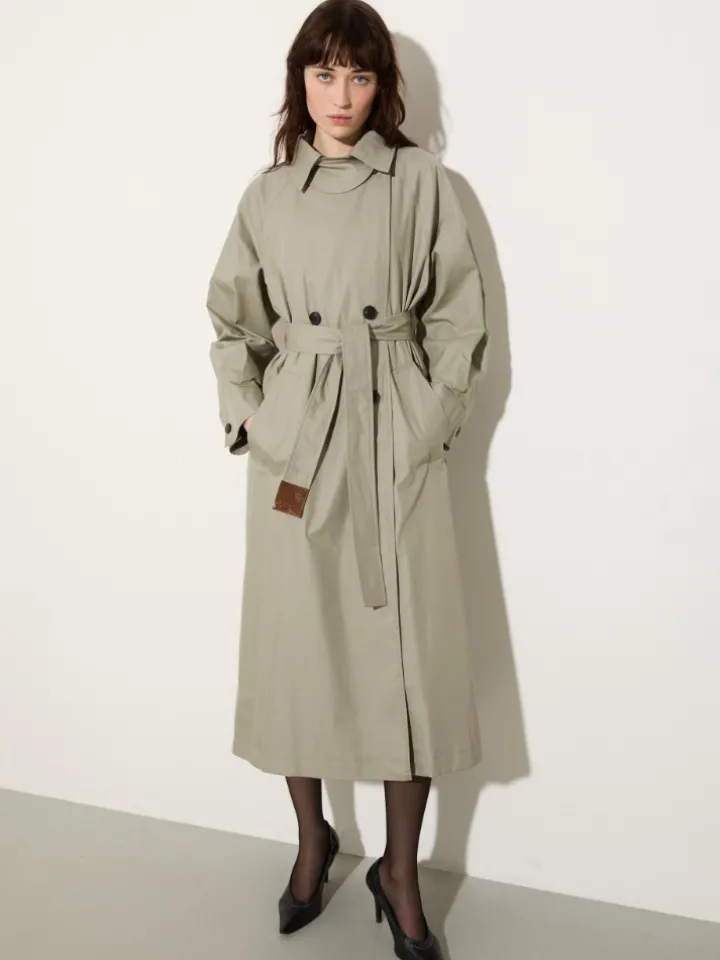 Gabardine trench coat - sage