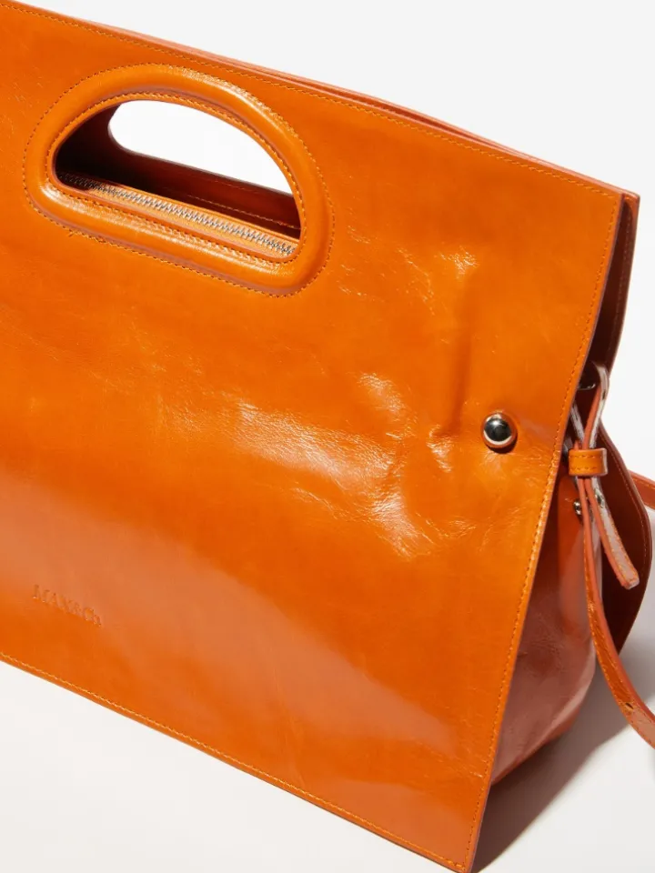Glossy leather maxi Bookbag - tangerine