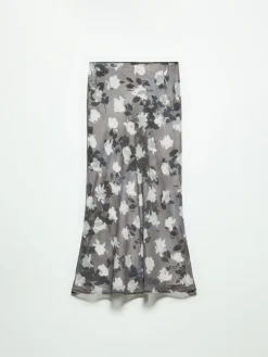 2-in-1 georgette and twill skirt - navy