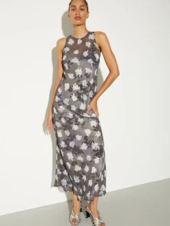 2-in-1 midi shift dress - navy
