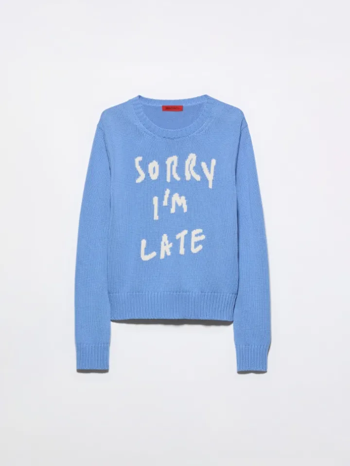 Jacquard cotton jumper - sky blue