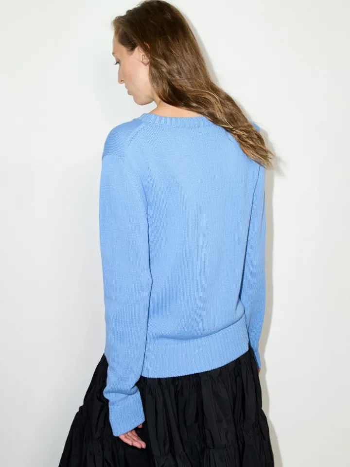 Jacquard cotton jumper - sky blue