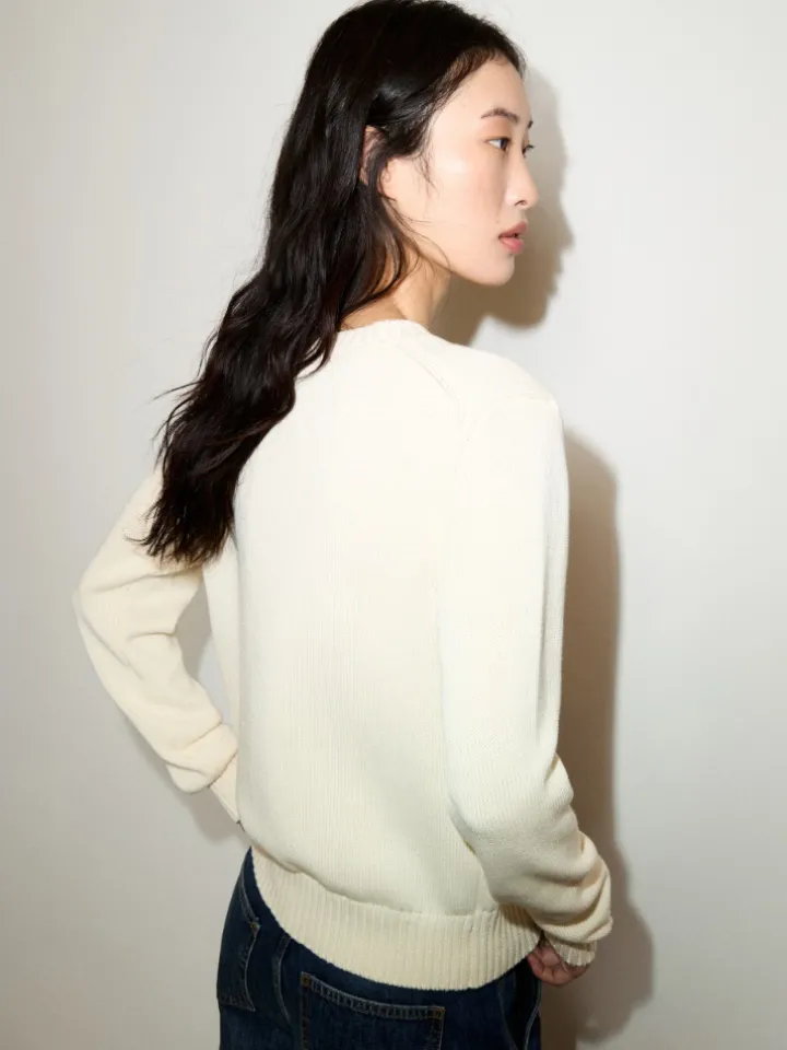 Jacquard cotton jumper - wool white