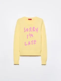 Jacquard cotton jumper - yellow