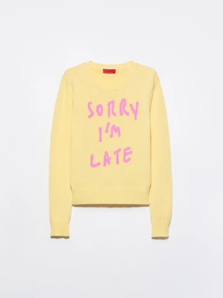 Jacquard cotton jumper - yellow