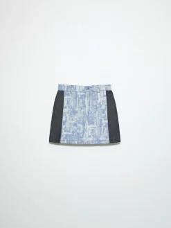 Jacquard fabric mini skirt - blue jeans