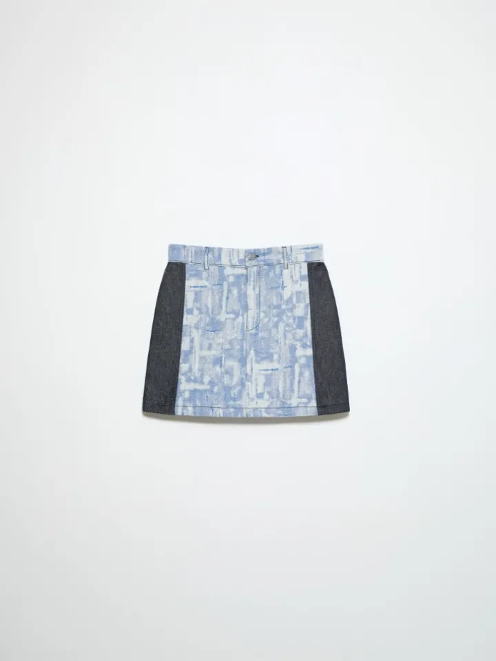 Jacquard fabric mini skirt - blue jeans