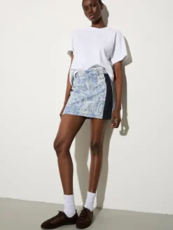 Jacquard fabric mini skirt - blue jeans