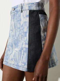 Jacquard fabric mini skirt - blue jeans