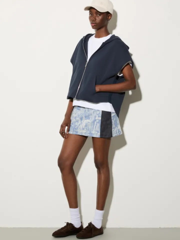 Jacquard fabric mini skirt - blue jeans