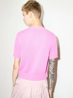 Jacquard knitted T-shirt - pink