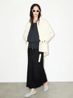 Jacquard midi skirt - black