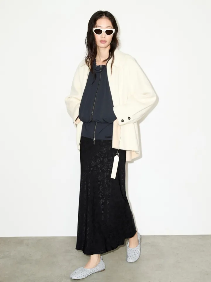 Jacquard midi skirt - black