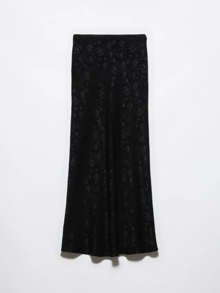 Jacquard midi skirt - black