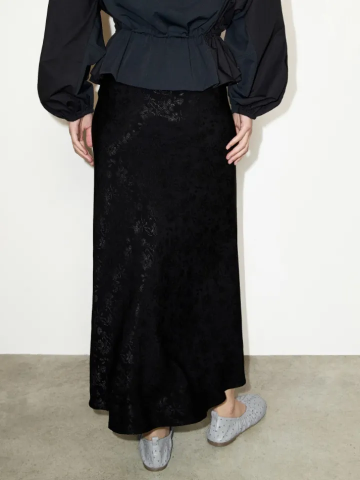 Jacquard midi skirt - black
