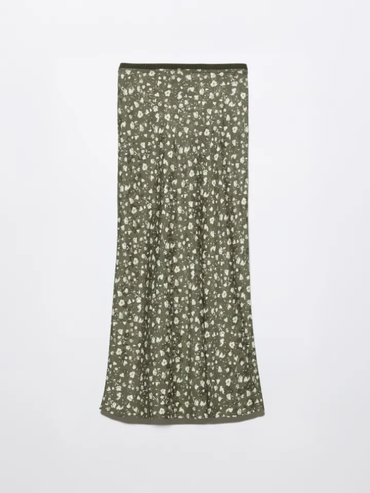 Jacquard midi skirt - kaki