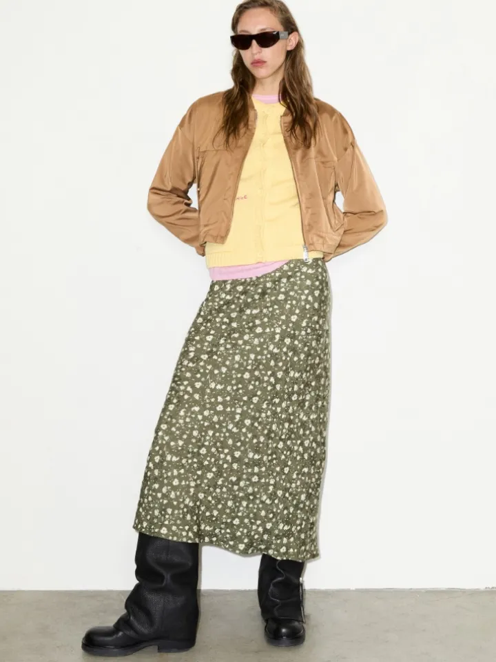 Jacquard midi skirt - kaki
