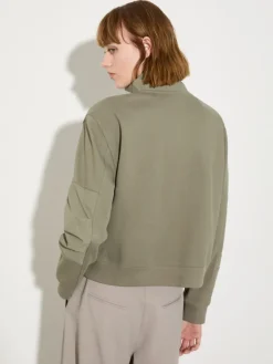 Jersey and nylon sweatshirt - sage