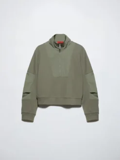 Jersey and nylon sweatshirt - sage