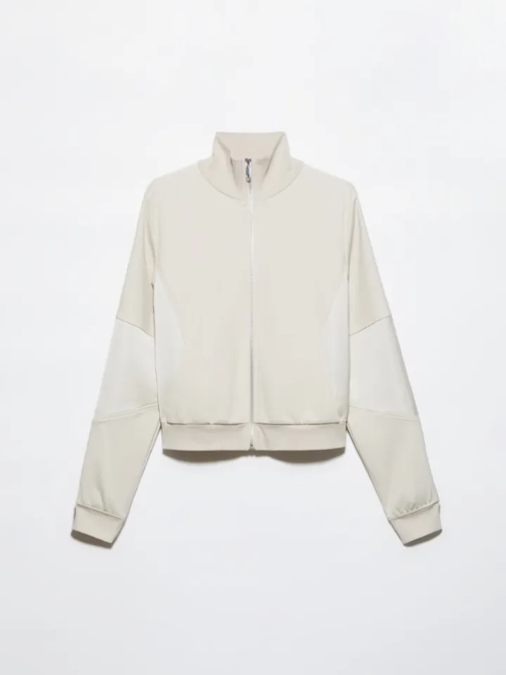 Jersey and satin jacket - mastic