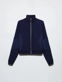 Jersey and satin jacket - navy