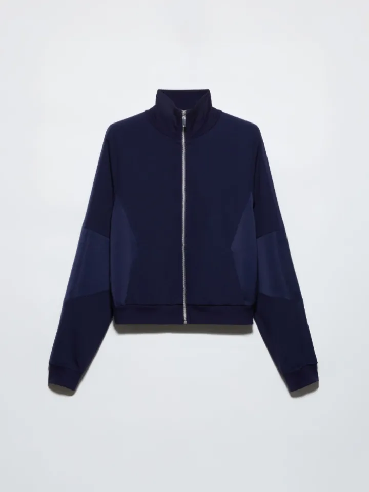 Jersey and satin jacket - navy