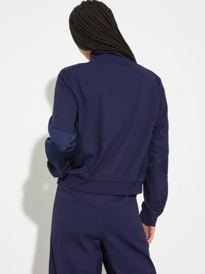 Jersey and satin jacket - navy