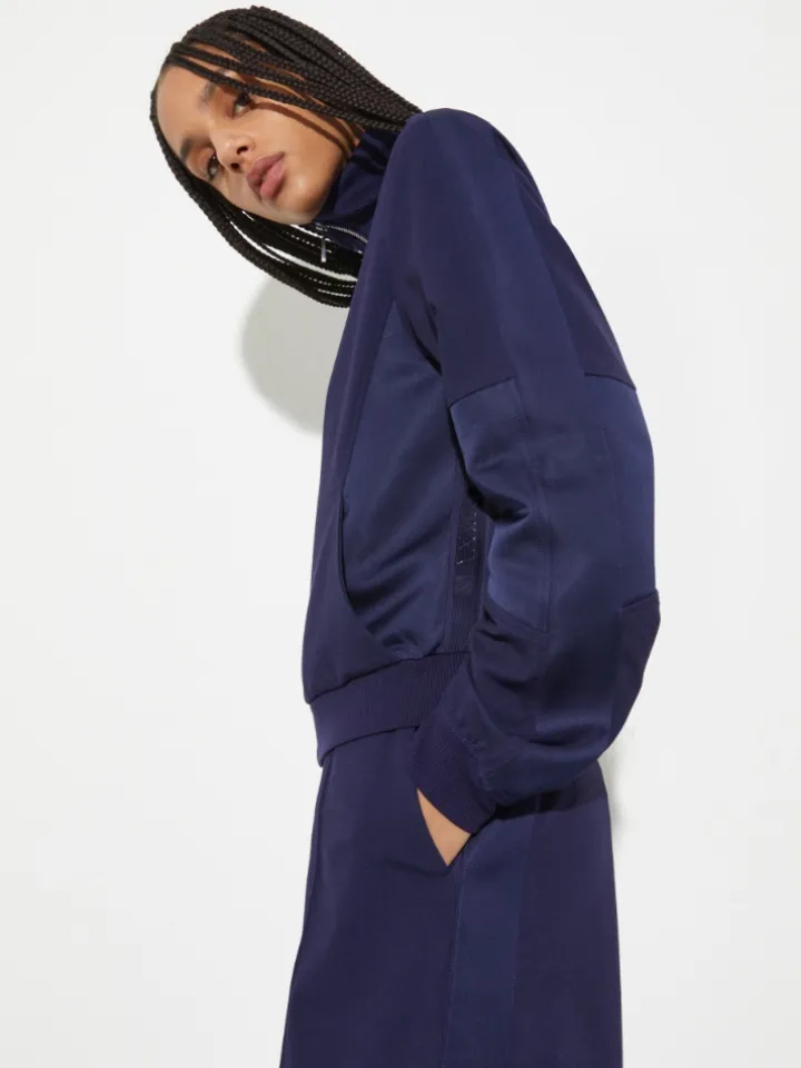 Jersey and satin jacket - navy