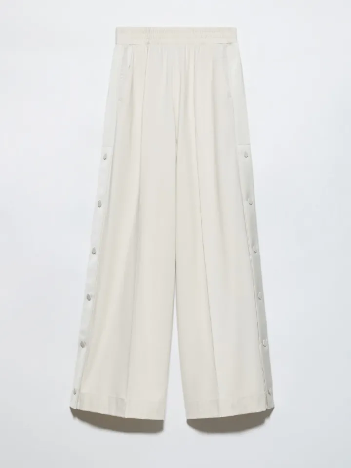 Jersey and satin joggers - mastic