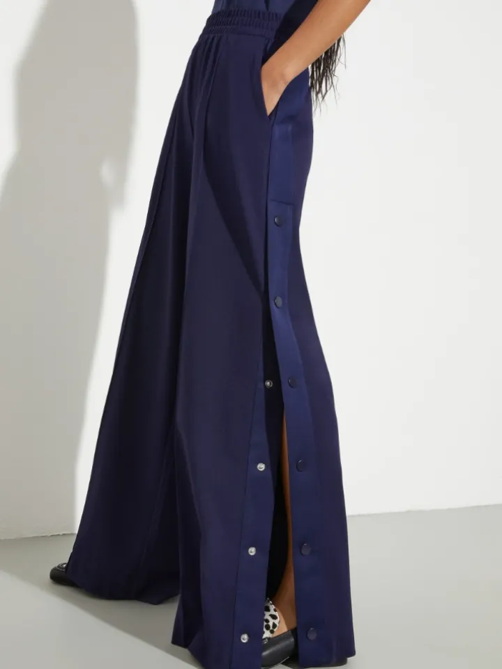 Jersey and satin joggers - navy